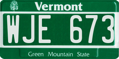 VT license plate WJE673