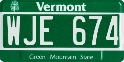 VT license plate WJE674