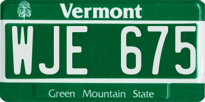 VT license plate WJE675