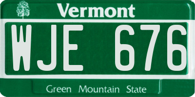 VT license plate WJE676