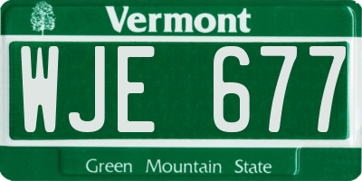 VT license plate WJE677