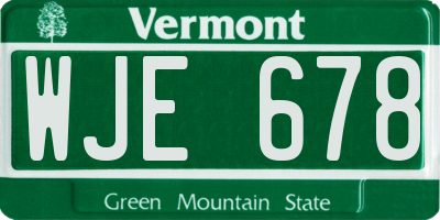VT license plate WJE678