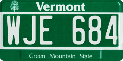 VT license plate WJE684