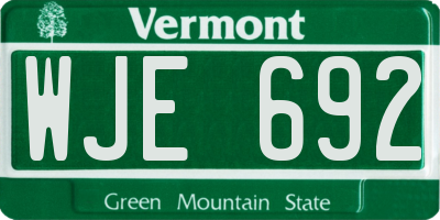 VT license plate WJE692