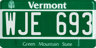 VT license plate WJE693