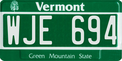 VT license plate WJE694