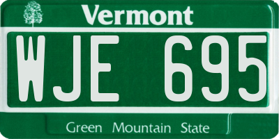 VT license plate WJE695