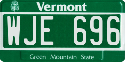VT license plate WJE696