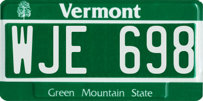 VT license plate WJE698