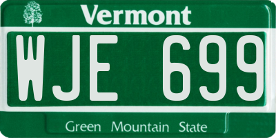 VT license plate WJE699