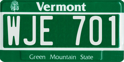 VT license plate WJE701