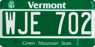 VT license plate WJE702