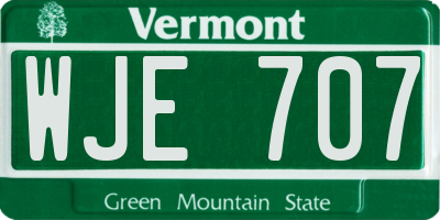 VT license plate WJE707