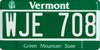 VT license plate WJE708