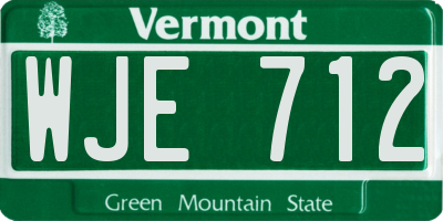 VT license plate WJE712