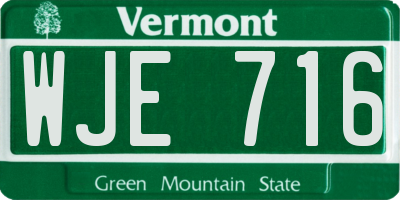 VT license plate WJE716