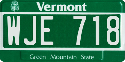 VT license plate WJE718