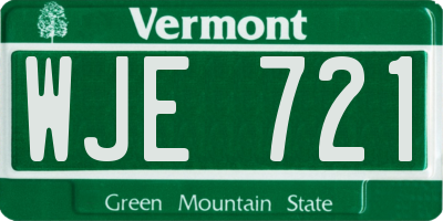 VT license plate WJE721