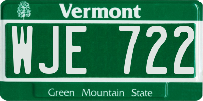 VT license plate WJE722