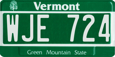 VT license plate WJE724