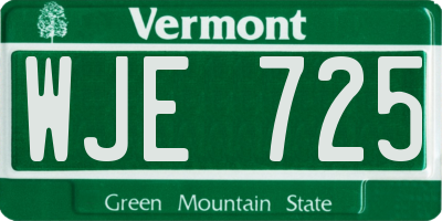 VT license plate WJE725