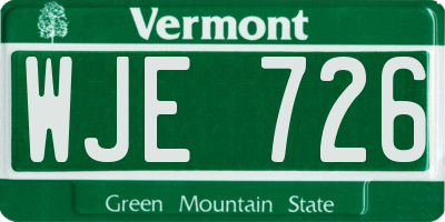 VT license plate WJE726