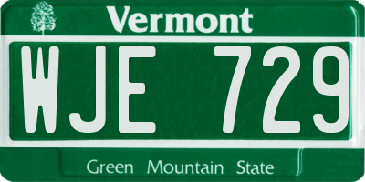 VT license plate WJE729