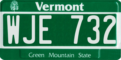 VT license plate WJE732