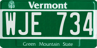 VT license plate WJE734