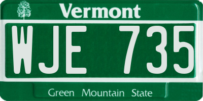 VT license plate WJE735