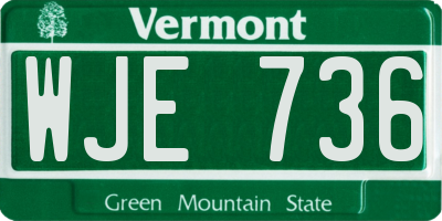 VT license plate WJE736