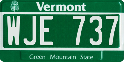 VT license plate WJE737