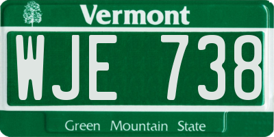 VT license plate WJE738