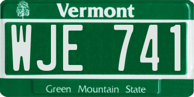 VT license plate WJE741