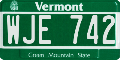 VT license plate WJE742