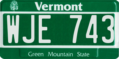 VT license plate WJE743