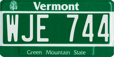 VT license plate WJE744