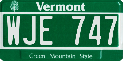 VT license plate WJE747