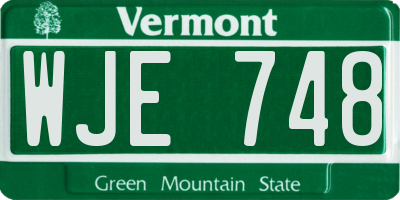 VT license plate WJE748