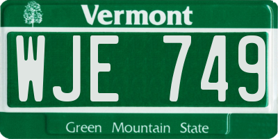 VT license plate WJE749