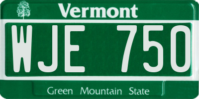 VT license plate WJE750