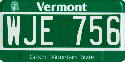 VT license plate WJE756