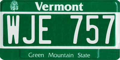 VT license plate WJE757