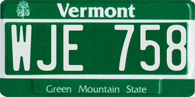 VT license plate WJE758