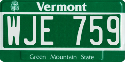 VT license plate WJE759