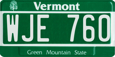 VT license plate WJE760