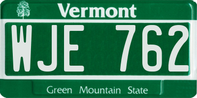 VT license plate WJE762