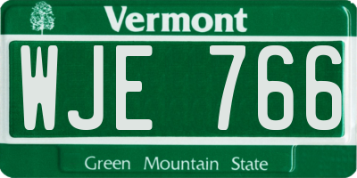 VT license plate WJE766