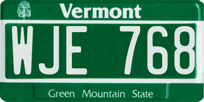 VT license plate WJE768