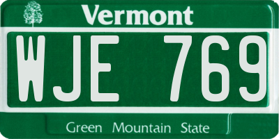 VT license plate WJE769